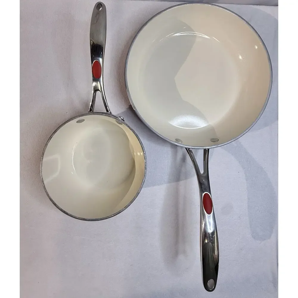 Tramontina Deluxe Ceramic Nonstick 1O In Fry Pan 1.5 Qt Sauce Pot SET Made Italy